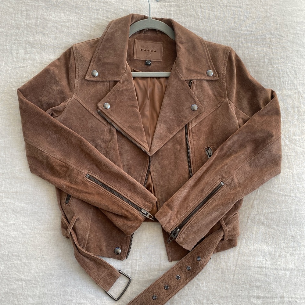Suede BlankNYC Coffee Bean Cropped Moto Jacket Xs